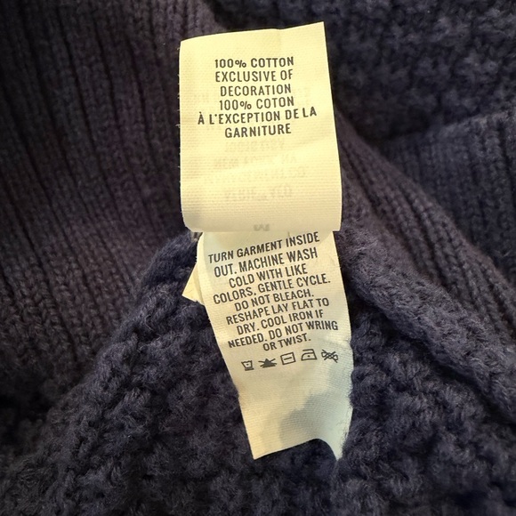 aerie 100% Cotton Waffle Knit Letter A Varsity Navy Cardigan Medium V Neck - Picture 9 of 11